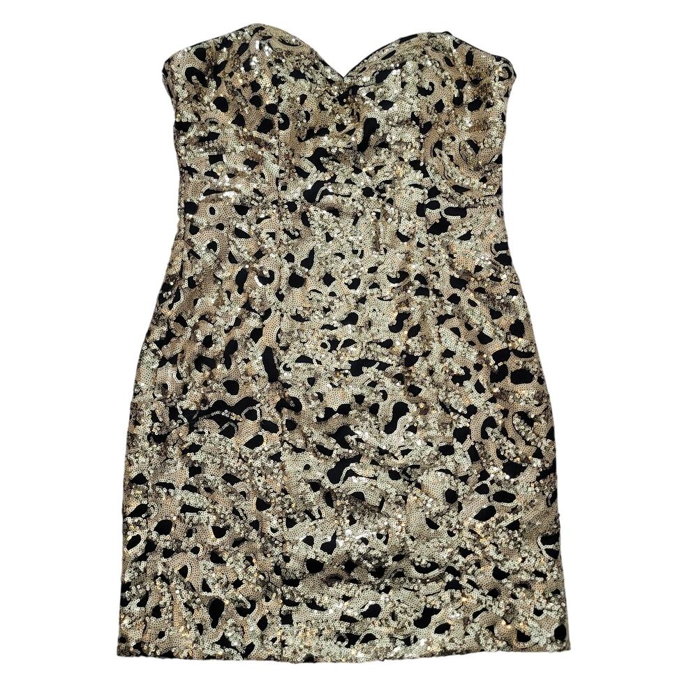 Milano Formals Women’s Size 6 Strapless Gold Sequin Mini Dress